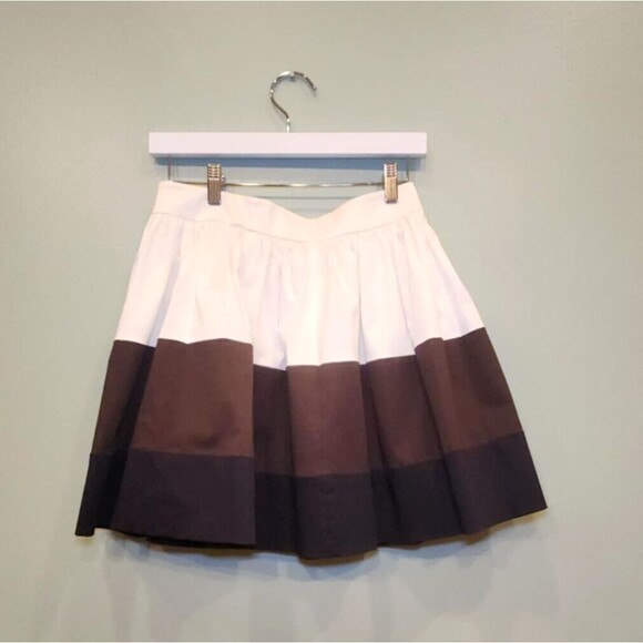 Kate Spade Women’s Pleated Midi Skirt Brown Black Size 6 Side Zip Classic NWT - Picture 3 of 16